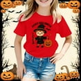 thumbnail image 2 of Tisuna Halloween Little Girls Tops Pumpkin Ghost Print Long Sleeve Crew Neck Shirts Cute Fashion Child Pullover Tops Watermelon Red 4-5 Years, 2 of 4