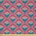 thumbnail image 2 of Ambesonne Floral Fabric by the Yard Microfiber, Retro 70's Look Blush Flower, 2 Yards, Pastel Pink Sea Blue, 2 of 2