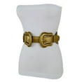 thumbnail image 5 of Women Trendy Gold Wide Stretch Waistband Bling Belt Big Double Buckles, 5 of 8