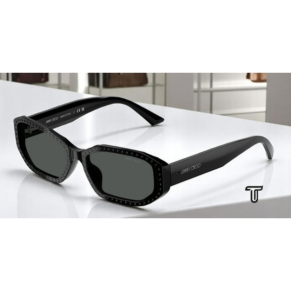 JIMMY CHOO JC5021BU 501787 Black Crystal Jet Dark Grey 56 mm Women's Sunglasses