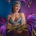 thumbnail image 2 of Bovemsi Gloves for Women Gothic Style Feather Hollowed Out Gold Lace Arm Carnival Party Gloves, 2 of 3
