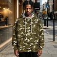 thumbnail image 6 of FENGYOU Mens Fleece Lined Pullover Hoodie Long Sleeve Hooded Sweatshirt Relaxed Fit Camo Print Casual Streetwear Top Army Green L, 6 of 7