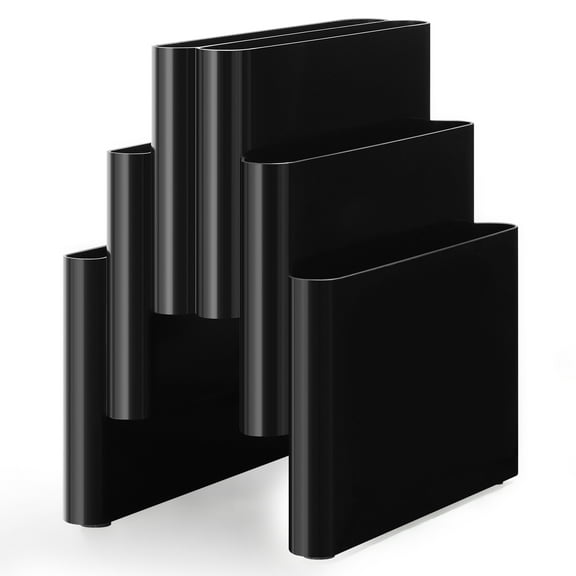 Freestanding Six Pocket Plastic Magazine Rack File Holder, Black