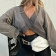 thumbnail image 4 of Women Blouses Zip Light Womens Crop Sweater Athletic Women Tops Womens Tall Plain Shirt Young Adult Sweaters Short Sleeve Blouse Long Sleeve Turtleneck Ladies Sweatshirts under 10 Ladies Grey L, 4 of 9
