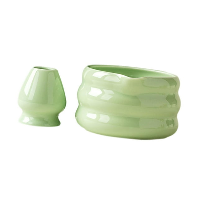 Cuenco de cerámica Matcha, Chawan, con soporte para batidor, taza de café y sopa, cuenco de té Matcha, cuenco ceremonial para Matcha en polvo Verde brillante