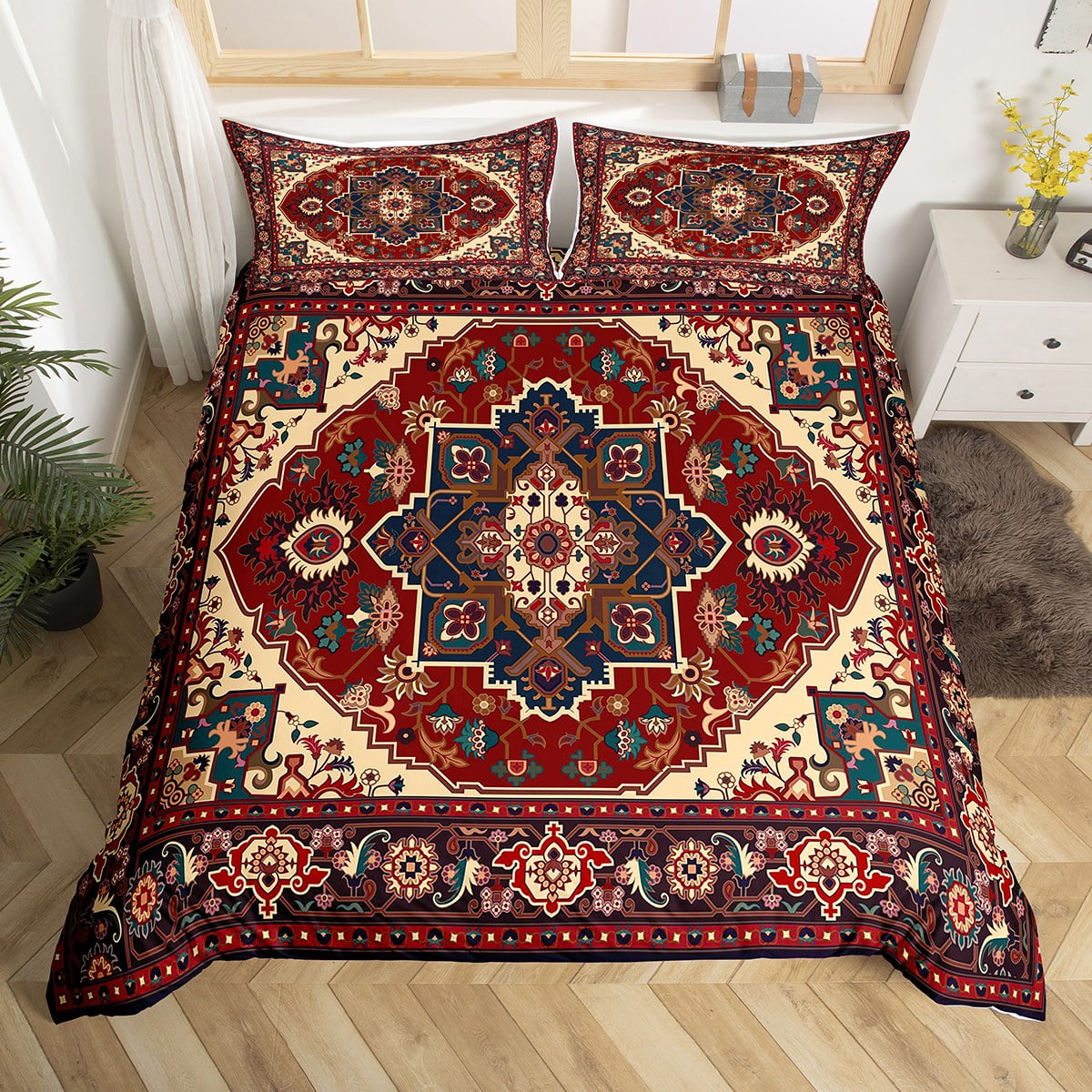 YST Scarlet Vintage Bedding Sets Full Persian Comforter Cover, Oriental