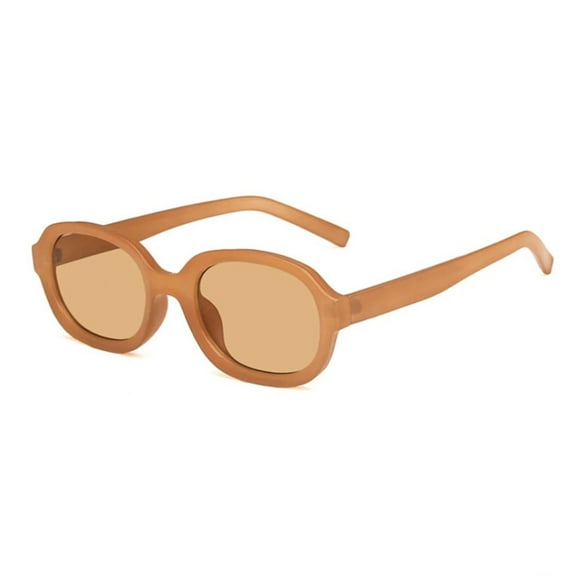 Women’s  Oval Sunglasses Small Frame Sun  Female Candy Brown Orange Tan Hip-Hop Trendy Y2K Glasses