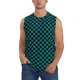thumbnail image 1 of Fotbe Black And Teal Checkerboard Men's Camiseta sin Mangas Estampada para Hombres, Playera Casual para Gimnasio, Entrenamiento, Playa-Small, 1 of 7