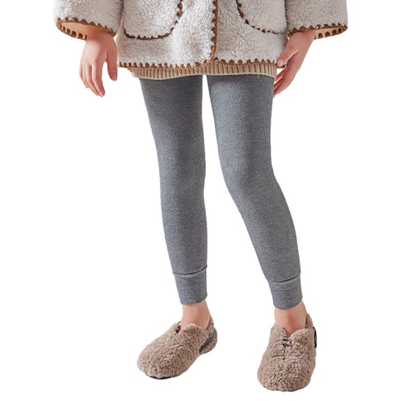Girls Winter Leggings Fleece Lined Toddler Kids Basic Full Length Pants - XXL