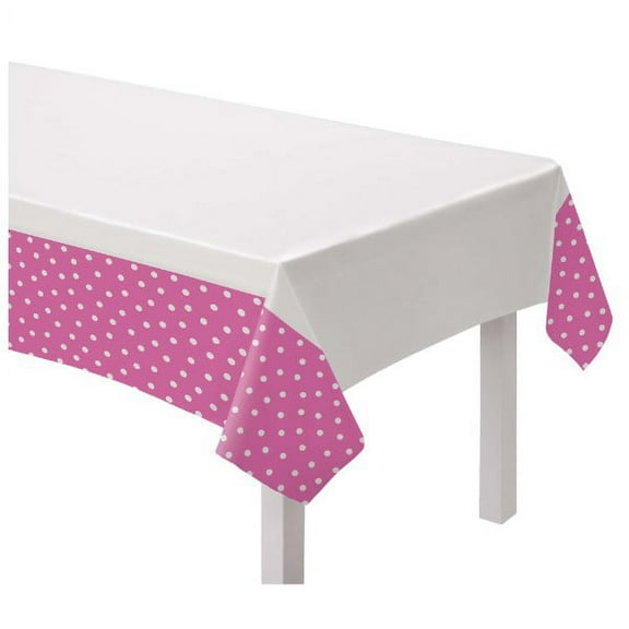 Bright Pink Polka Dot Plastic Tablecover (1ct)