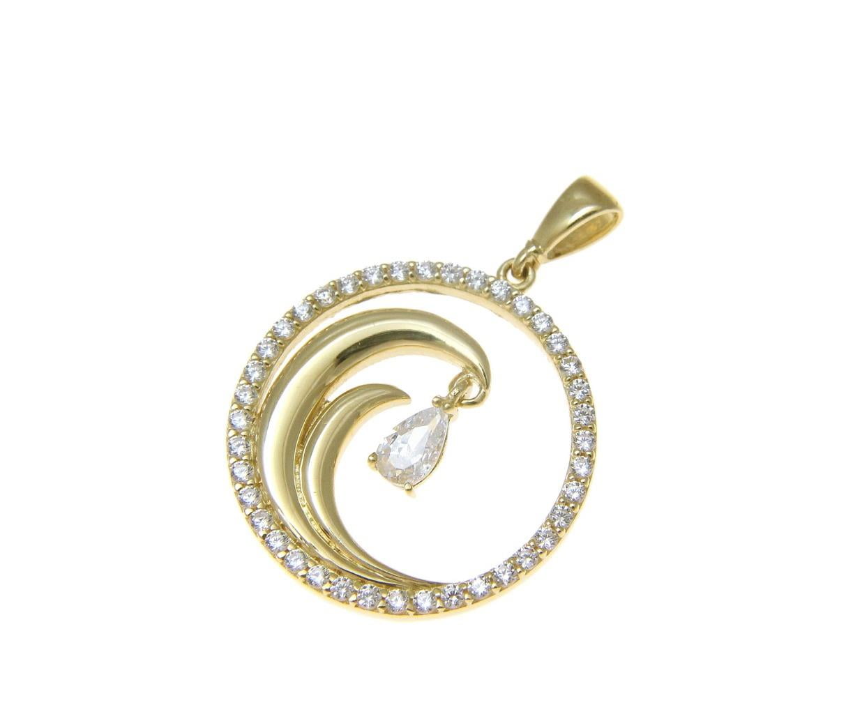 Arthur's Jewelry 14k solid yellow gold Hawaiian ocean wave circle