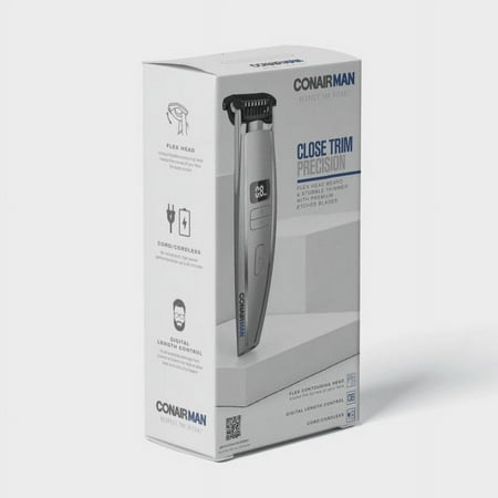 Conair - Conairman Beard & Stubble Rechargeable Hair Trimmer Dry - Silver