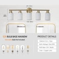 thumbnail image 2 of Jopath 31" Modern 5-Light Vanity Wall Sconce, Golden Finish with Frosted Glass Shades for Bathroom, Bedroom, Dressing Room or Hallway Lighting (No Bulbs), 2 of 8