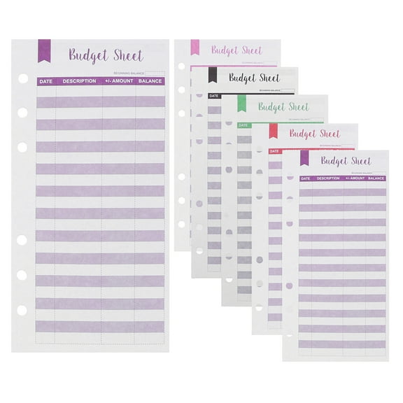 OUNONA Portable Budget Sheets Size Expense Tracker Cards for Practical Cash Binder Refills 60 Sheets