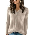 thumbnail image 2 of Womens Button Down Knit Cardigan Long Sleeve Lightweight Open Front Casual Crew Neck Sweater Tops Camel S, 2 of 5
