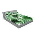thumbnail image 2 of Ambesonne Palm Leaf Fitted Sheet & Pillow Sham Set, Vivid Leaves Growth, Queen, Fern Green White, 2 of 2