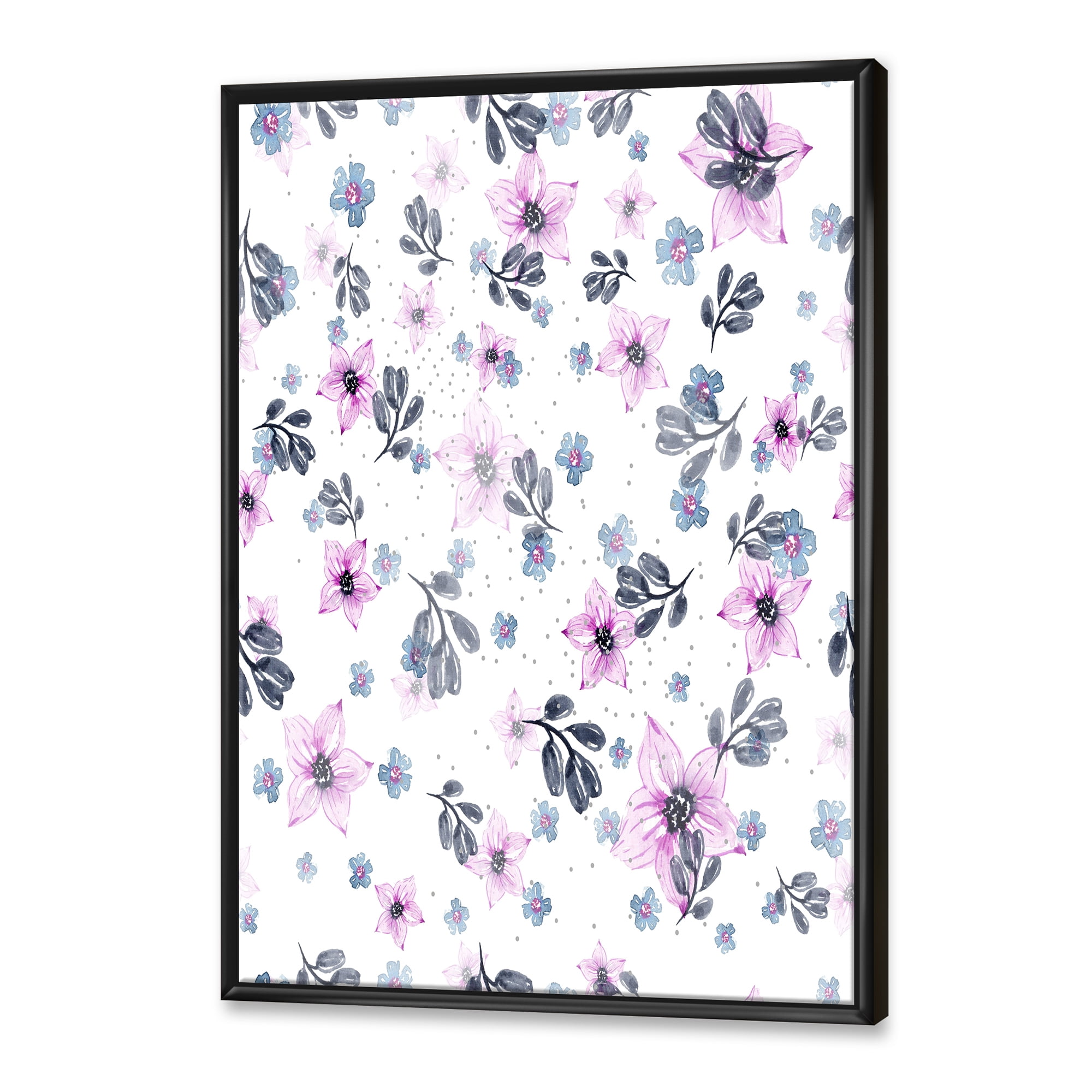 Designart 'Petals and Pink Flowers' Traditional Framed Canvas Wall Art Print