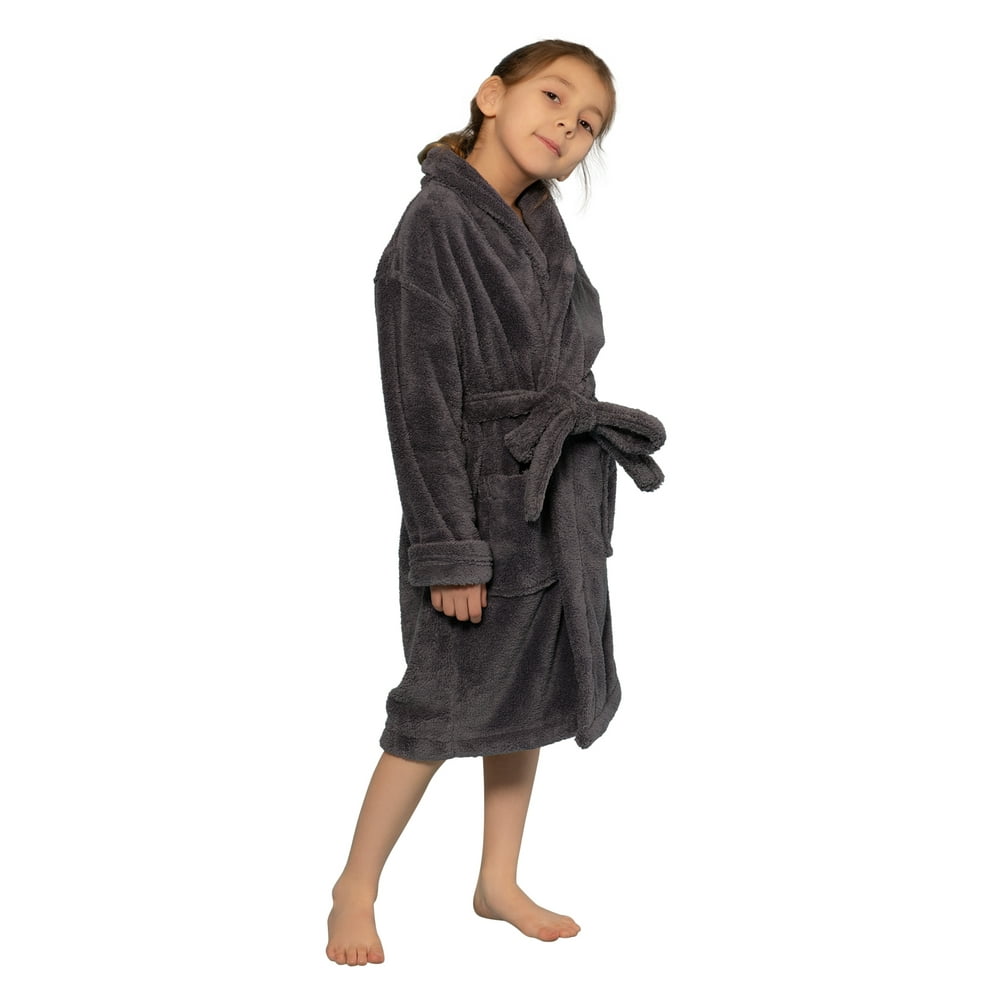 Towelnrobe Kids Robe 100 Microfleece for Girls. Soft & Cozy Plush Bathrobe