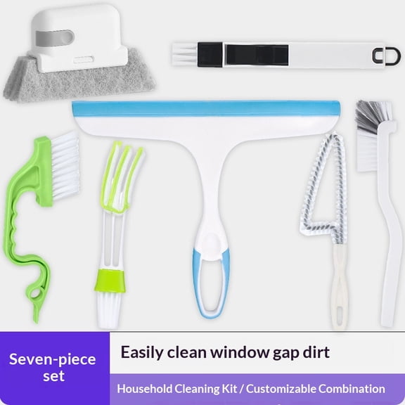 7-Piece Cleaning Brush Set, Multi-Surface Scrubber for Tile Grout & Floor, Bathroom Kitchen Deep Cleaning Kit