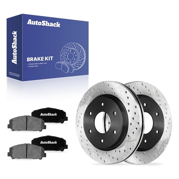 AutoShack Front Vented Drilled & Slotted E-Coated Brake Rotors   Ceramic Pads 6-PC Brake Kit Replacement for 2006 INFINITI QX56 ShadowGuard 12.6" (320 mm)