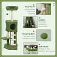 thumbnail image 4 of Green Multi-Level Cat Tree Tower with Condo, Scratching Posts & Ball - 47" Tall Indoor Cat Furniture for Living Room & Bedroom, 4 of 7