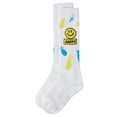 thumbnail image 4 of MeMoi Girls "Happy Face" Cotton-Blend Knee High Sock with Splatter Graphics - Girls - Female, 6, Neon Yellow, 4 of 4