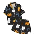 thumbnail image 5 of Pjs Sets for Women Comfortable Graphic Printed Satin Button Short Sleeve Top & Shorts Pajamas for Women, 5 of 5