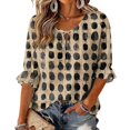 thumbnail image 2 of 3/4 Length Sleeve Womens Tops Fall Loose Work Puffy Sleeves Blouses Summer Elegant Casual Loose Work Plus Size Flowy Ruffle Fashion Office Dress Shirt, 2 of 7