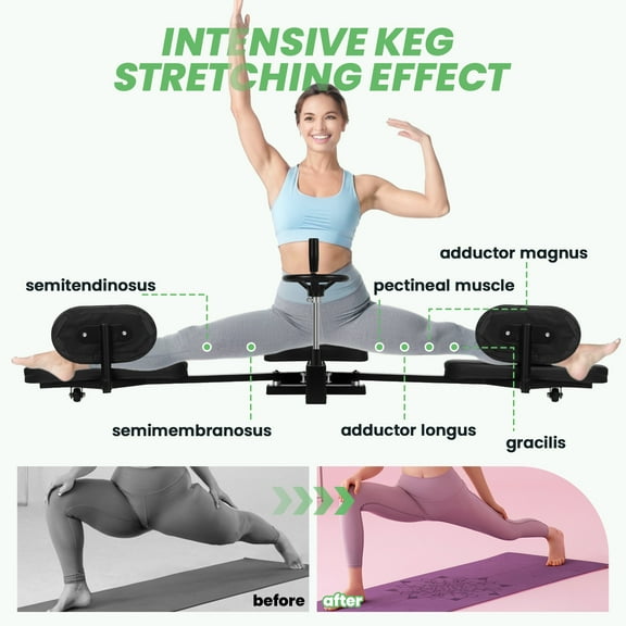 400 LBS Leg Stretcher Machine for Daily Training, Black Metal Split Machine Training Equipment, Heavy Duty Split Adjustable Silent Wheels 38.5x16.5x15 Inch