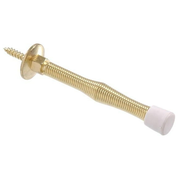 Hillman Group 852090 Carded - Spring Door Stop, Brass Plated - 3 in.