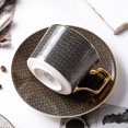thumbnail image 2 of Coffee tea sets classic grid pattern ceramic coffee cup bone china water cup afternoon tea coffee cup (HTOOQ), 2 of 5