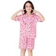 thumbnail image 4 of Topgal Satin Pajamas for Girls Beige & Pink Leopard 2 PC Short Sleeves Teen Girl Silky Nightwear Size 10, 4 of 7