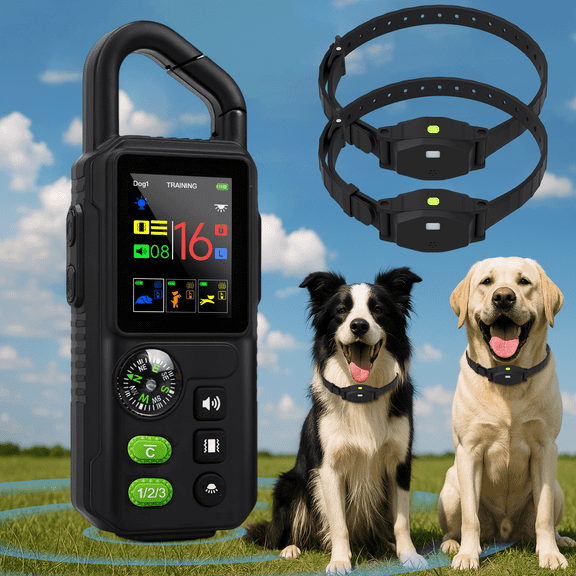 Beatails Wireless Dog Fence System for 2 Dogs with Lighting, Adjustable Electric Fence with Remote, 8 Adjustable Range, 3 Training Mode, Waterproof Training Collar Rechargeable
