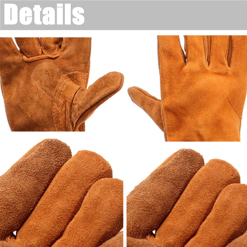 Soft Welding Cowhide Leather Plus Gloves Heat Shield Cover Guard Safe