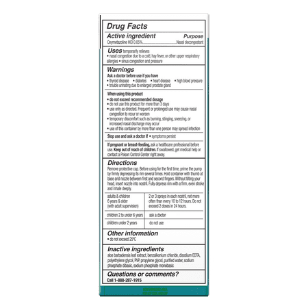 Equate Severe Nasal Spray Oxymetazoline HCI 0.05%, Superfine Mist, 12 Hour, 265 Sprays, Compare to Vicks® Sinex™ Severe Active Ingredient