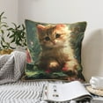thumbnail image 4 of KLL Cute Kitten Water Lilies Decorative Throw Pillow Covers Velvet Soft for Couch Sofa Bedroom Living Room Outdoor (No pillow core)- 18"x18", 4 of 5