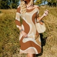 thumbnail image 3 of Abstract Earthy Tone Swirls Art Womens Summer Dress Tie Back A Line Flare Dress, 3 of 9