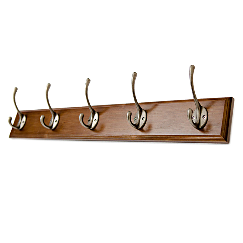 Coat Rack Wall Mount With 5 Metal Hooks, Entryway Wood Coat Rack For Living Room, Bedroom