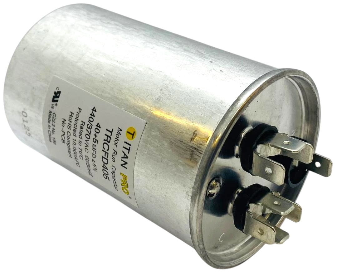 Titan Pro Run Capacitor, Round, 40+5 Mfd, 440-370V, TRCFD405