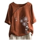 thumbnail image 2 of ICHUANYI ClearanceFashion Women Casual Button Floral Print Short Sleeve T-Short Blouse Tops(Red, L) ICHUANYI WER20232080501420, 2 of 4
