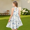 thumbnail image 7 of Abcomgle Girls Dresses Size 10-12 Casual Halter Neck Sleeveless Girls Dresses Floral Print A-line Sundresses Beach Swing Dresses 13-14 Years,Light Blue, 7 of 7