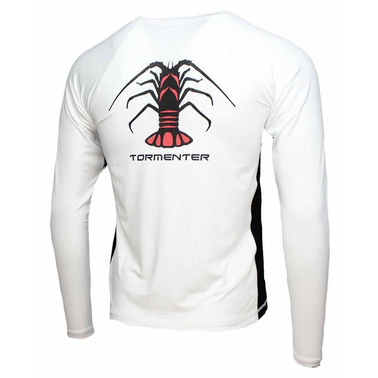 Tormenter Men's SPF-50 Long Sleeve Fishing Shirt (White Lobster