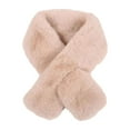 thumbnail image 2 of Naierhg Winter Scarf Cross Scarf Faux Rabbit Fur Thickened Soft Cozy Plush Cold Resistant Solid Color Autumn Winter Women Neck Warmer Collar Scarf for Daily Life Khaki, 2 of 8