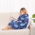thumbnail image 4 of DarkBlue Cartoon Dinosaurs Pattern Blanket Hoodies for Kids 6-13YR Oversize Wearable Blanket Hoodies for Boys Girls Teens, 4 of 7