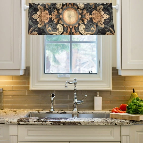 Boho Pattern Tribal Curtain Valances Farmhouse Design Window Treatment Decor Blackout Rod Pocket for Windows Living Room Kitchen 54" x 18"