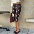 thumbnail image 6 of Women Y3k Side Split Capri Pants Polka Dots Low Rise Fitted Cropped Leggings Casual Stretchy Dressy Capris Going Out, L, 6 of 8
