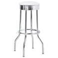 thumbnail image 3 of Benjara Loy 3 Piece Retro Bar Table Set- Round White Top- 2 Stools- Chrome, 3 of 7