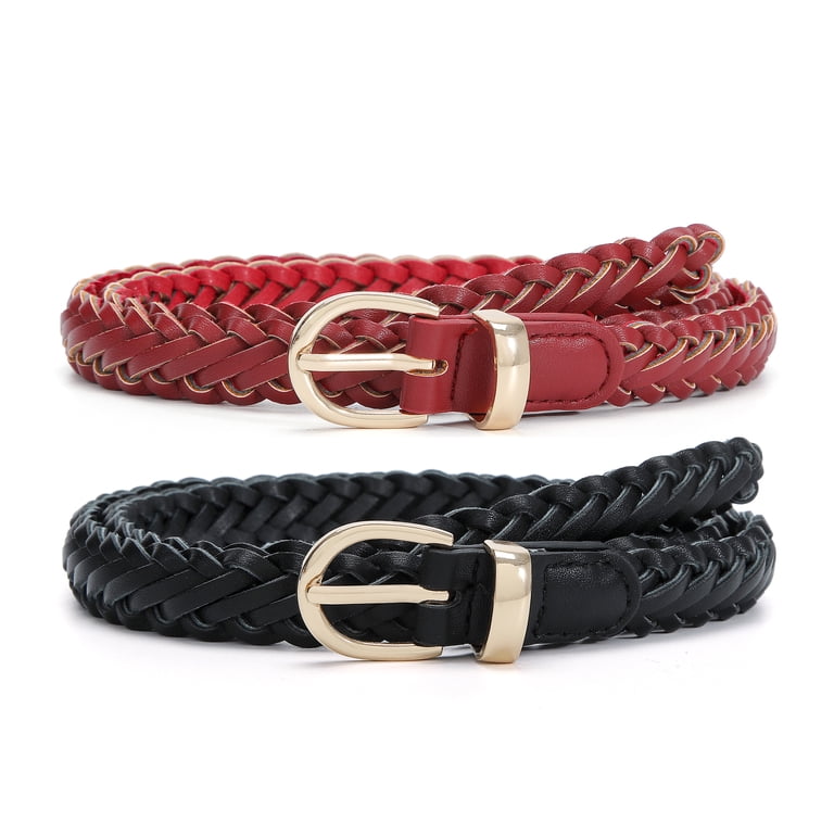 Earnda 2 Pack Thin Braided Belts for Women Classic Waist  display picture 1