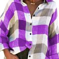 thumbnail image 1 of Sonducket Blusa de mujer de manga larga de color suelta Top Block camisa a cuadros Casual Loose Top ropa de otoño Prendas para la parte del cuerpo Violeta METRO Sonducket AP003725-07, 1 of 6