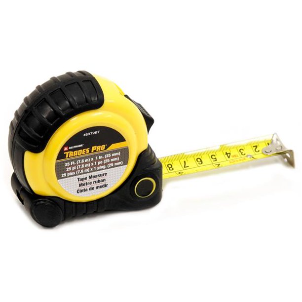 Trades Pro 25Feet x 1Inch Tape Measure, SAE and Metric, 837287